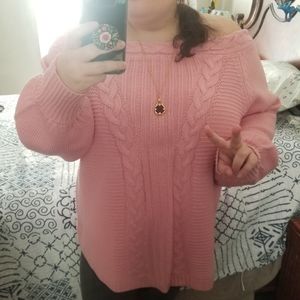 Valentine Pink Off Shoulder Sweater